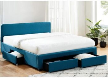 Homifab Stan - سرير مع أدراج 140x190 من قماش البط الأزرق 2