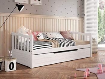 Mobled - سرير قابل للسحب من خشب الصنوبر المصمت باللون الأبيض 9