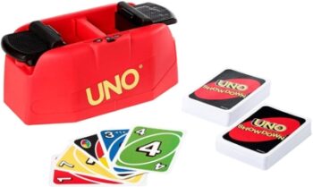 UNO Showdown 112-card board game مع قاذفة ، للأطفال والكبار 16