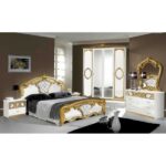غرفة نوم كاملة بيضاء / ذهبية للبالغين Clotilde رقم 1 9