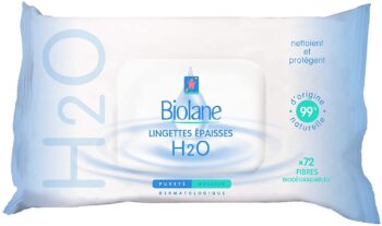 Biolane 72 مناديل تنظيف سميكة الشحن الاقتصادي H2O 2