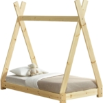 إن كاسا - سرير تيبي من الخشب الطبيعي بقاعدة شرائحية 140 × 70 سم 10