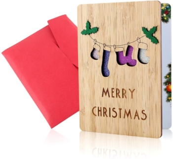 Ekkong - بطاقة عيد الميلاد الخشبية 44
