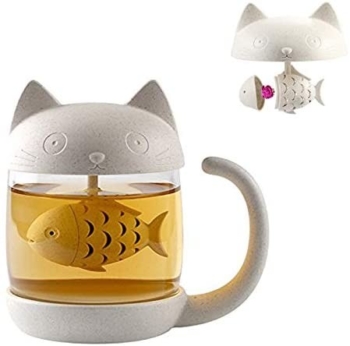 زجاجة ماء كأس شاي زجاجية من Cat - مع فلتر 6
